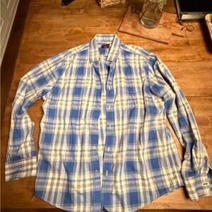 UNTUCKit Men's Casual Blue and White Checkered Shirt